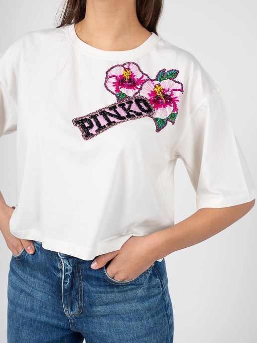 Pinko T-Shirt Titolato Woman's White - Image 4