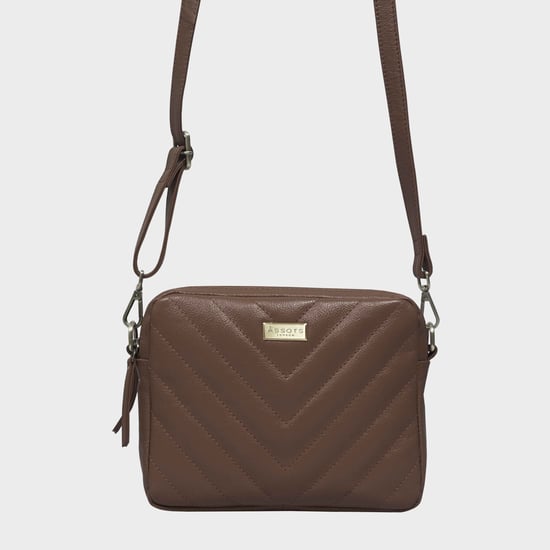 'IRIS' Quilted Soft Pebble Grain Leather Crossbody Bag - Image 1