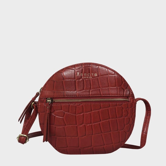 JANE' Embossed Croc Leather Round Designer Crossbody Bag - Image 1