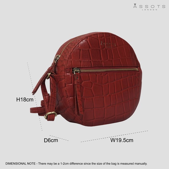 JANE' Embossed Croc Leather Round Designer Crossbody Bag - Image 5