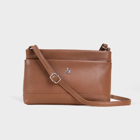 'SANDRA' Soft Nappa Full Grain Real Leather Crossbody Bag - Image 1