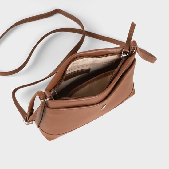 'SANDRA' Soft Nappa Full Grain Real Leather Crossbody Bag - Image 5