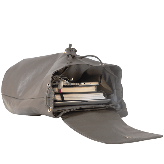 GRACE' Full Grain Leather Flap-over Backpack - Image 5