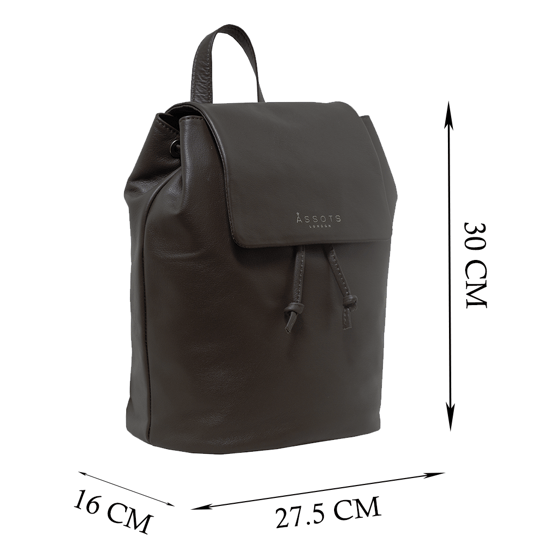 GRACE' Full Grain Leather Flap-over Backpack - Image 6