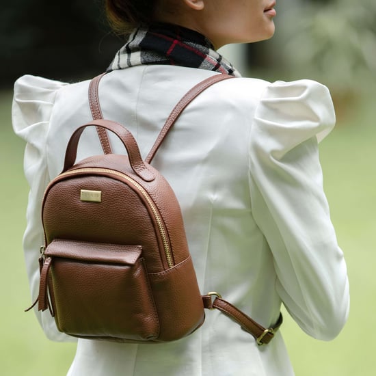 Betty' Zip Top Mini Pebble Grain Leather Backpack - Image 2