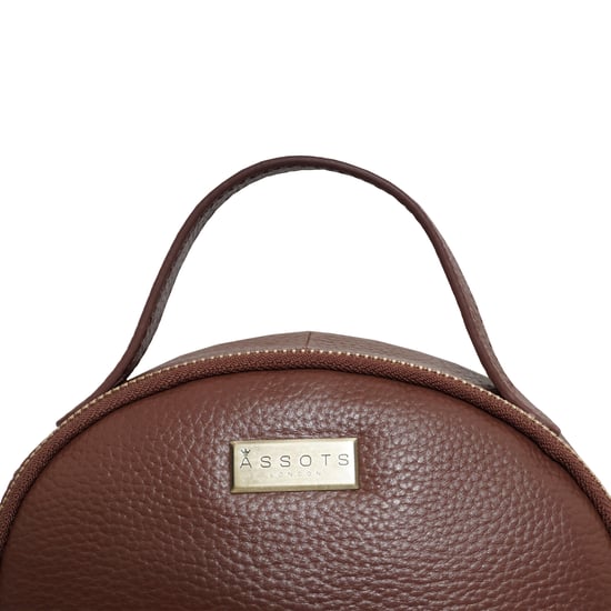 Betty' Zip Top Mini Pebble Grain Leather Backpack - Image 3