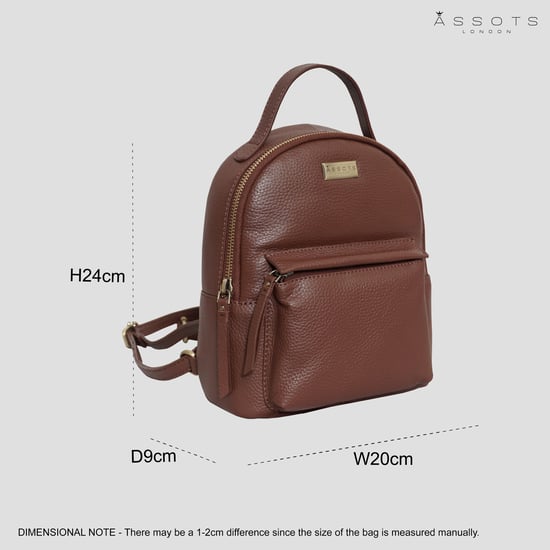 Betty' Zip Top Mini Pebble Grain Leather Backpack - Image 6