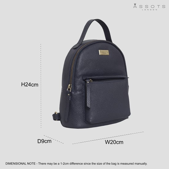 Betty' Zip Top Mini Pebble Grain Leather Backpack - Image 6