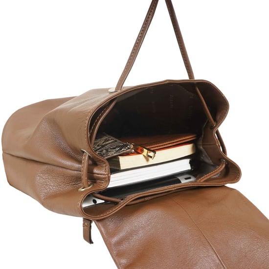GRACE' Full Grain Leather Flap-over Backpack - Image 5