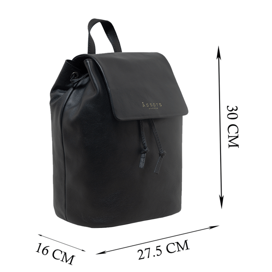 GRACE' Full Grain Leather Flap-over Backpack - Image 5