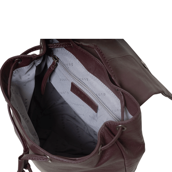 GRACE' Full Grain Leather Flap-over Backpack - Image 4