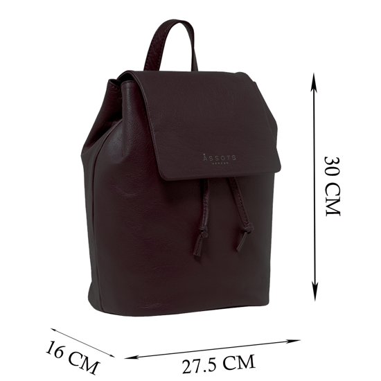 GRACE' Full Grain Leather Flap-over Backpack - Image 6