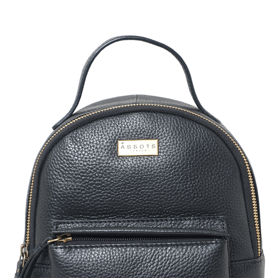 Betty' Zip Top Mini Pebble Grain Leather Backpack - Image 3