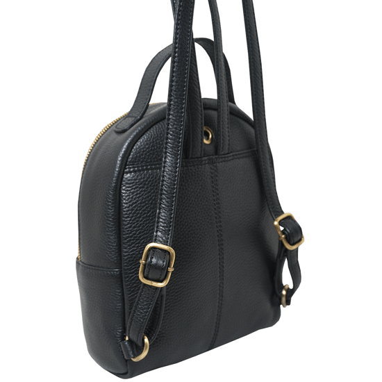 Betty' Zip Top Mini Pebble Grain Leather Backpack - Image 5