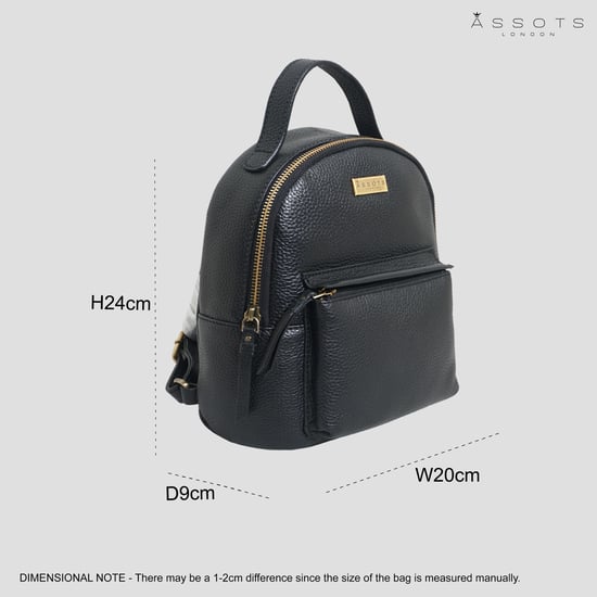 Betty' Zip Top Mini Pebble Grain Leather Backpack - Image 6