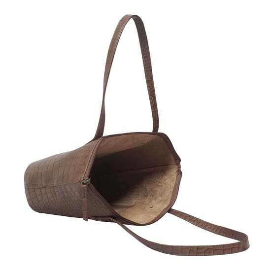 'MELANIE' Croc Real Leather Unlined Bucket Bag - Image 5