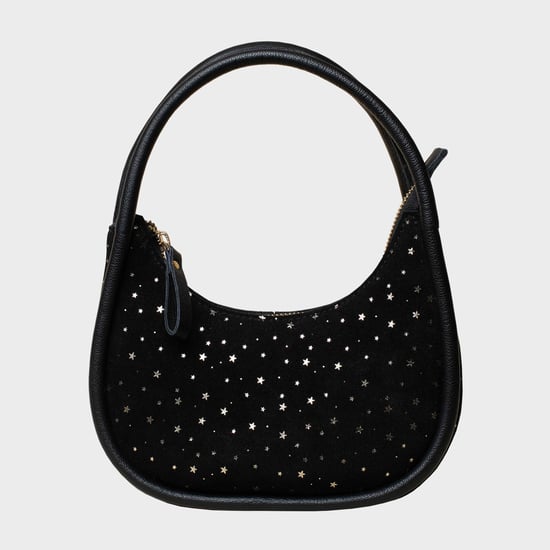 'FESTIVE BAG' Black & Gold Star Sparkle Genuine Leather Shoulder Bag - Image 1
