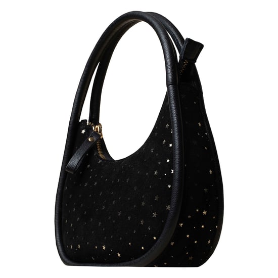 'FESTIVE BAG' Black & Gold Star Sparkle Genuine Leather Shoulder Bag - Image 3