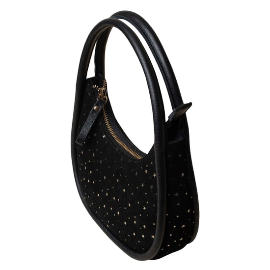 'FESTIVE BAG' Black & Gold Star Sparkle Genuine Leather Shoulder Bag - Image 4