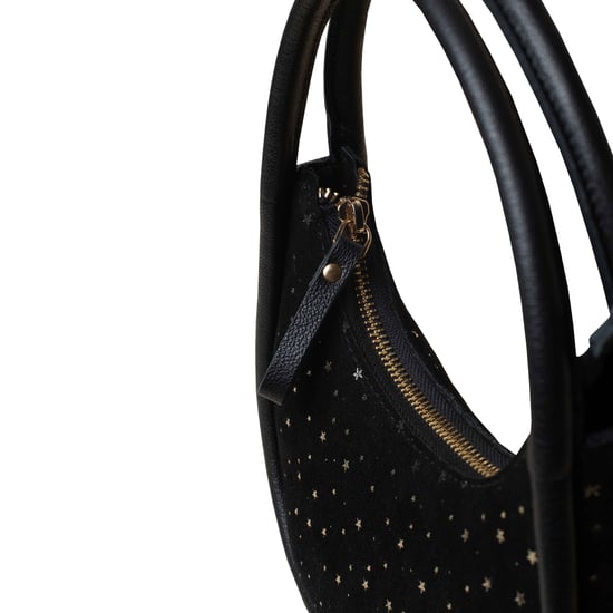'FESTIVE BAG' Black & Gold Star Sparkle Genuine Leather Shoulder Bag - Image 5
