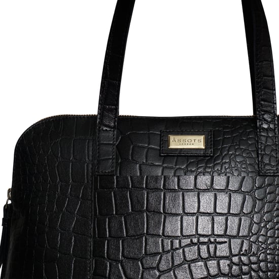 EVA' Croc Embossed Real Leather Designer Unlined Tote Bag - Image 3