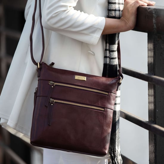 'CORI' Polished Vegetable Tanned Real Leather Crossbody Bag - Image 2