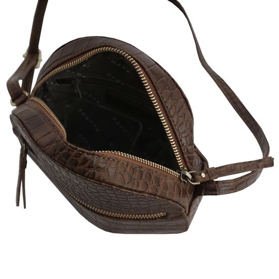 JANE' Embossed Croc Leather Round Designer Crossbody Bag - Image 4