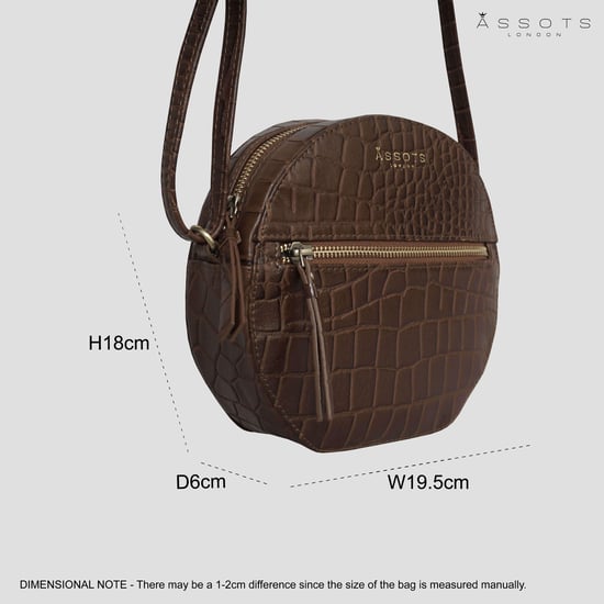 JANE' Embossed Croc Leather Round Designer Crossbody Bag - Image 5