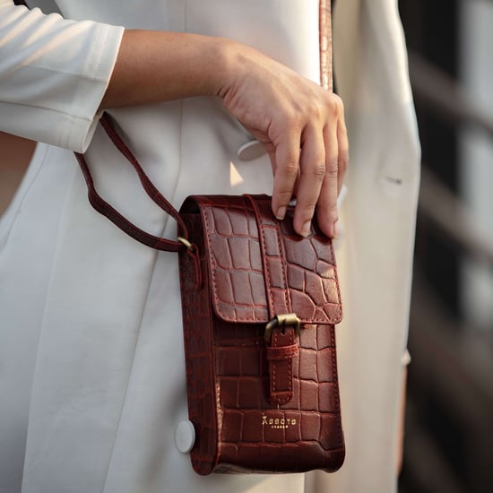 'PETRA' Croc Real Leather Mobile Phone Crossbody Bag - Image 2