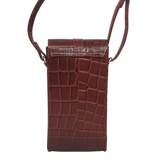 'PETRA' Croc Real Leather Mobile Phone Crossbody Bag - Image 3