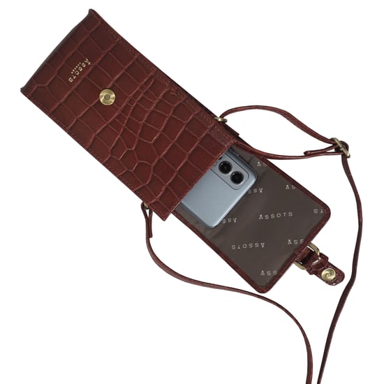 'PETRA' Croc Real Leather Mobile Phone Crossbody Bag - Image 5
