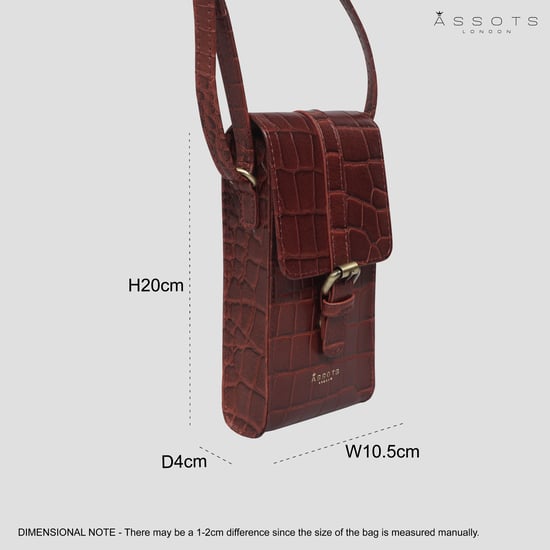 'PETRA' Croc Real Leather Mobile Phone Crossbody Bag - Image 6