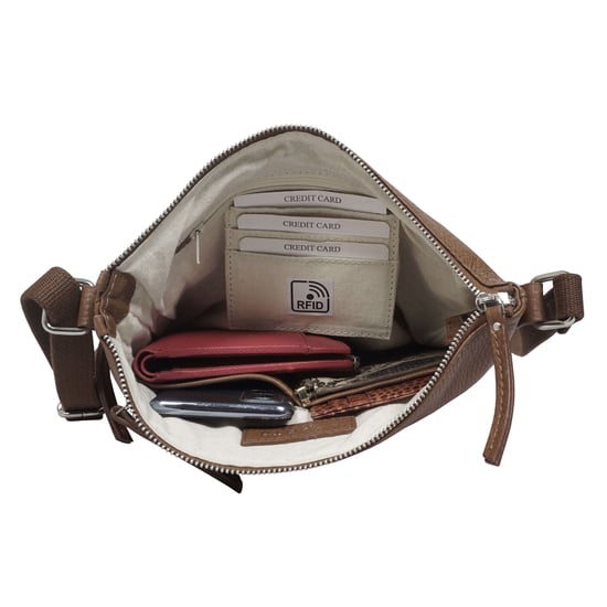 'CORI' Pebble Grain Soft Real Leather Crossbody Bag - Image 6