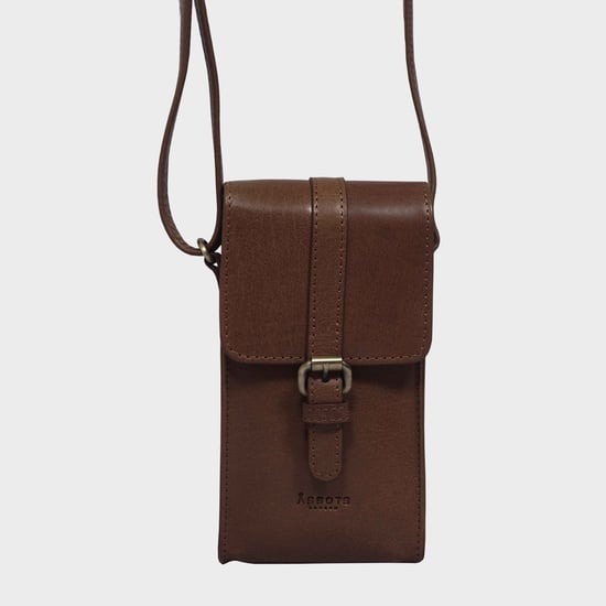 'PETRA' Polished VT Real Leather Mobile Phone Crossbody Bag - Image 1