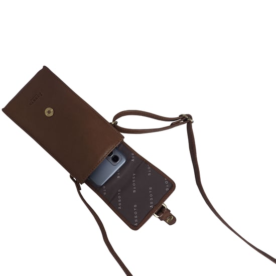 'PETRA' Polished VT Real Leather Mobile Phone Crossbody Bag - Image 5