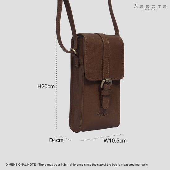 'PETRA' Polished VT Real Leather Mobile Phone Crossbody Bag - Image 6