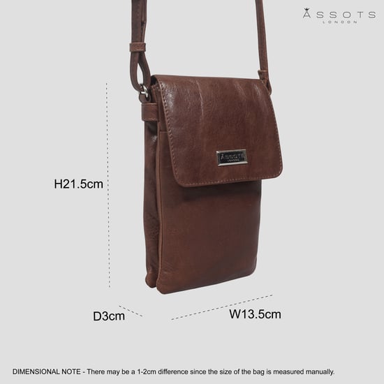 'MARIA' Full Grain Real Leather Crossbody Phone Bag - Image 6