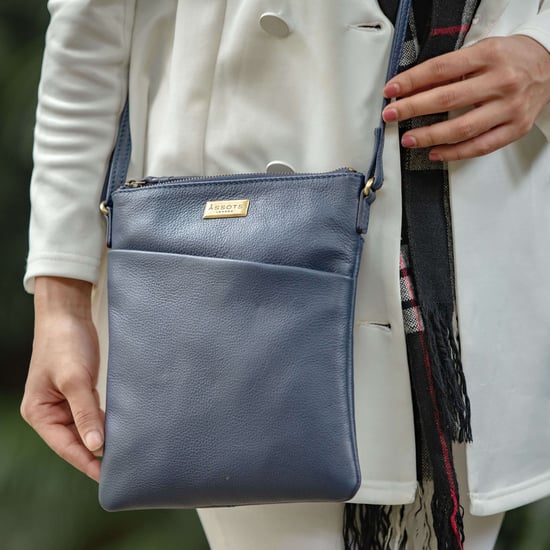 'LINBY' Pebble Grain Leather Crossbody Sling Bag - Image 2