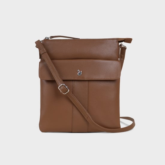 'AMBA' Soft Nappa Full Grain Real Leather Crossbody Bag - Image 1
