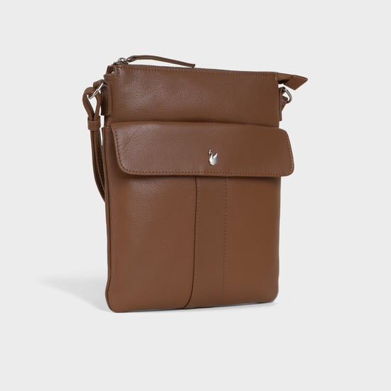 'AMBA' Soft Nappa Full Grain Real Leather Crossbody Bag - Image 2