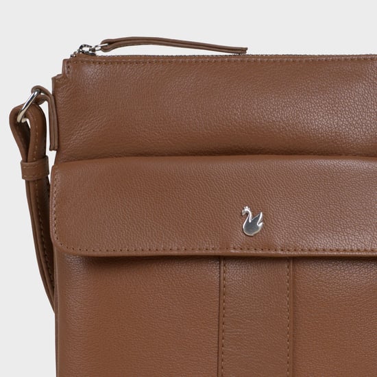 'AMBA' Soft Nappa Full Grain Real Leather Crossbody Bag - Image 3