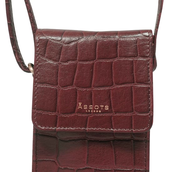 'TRACY' Croc Textured Real Leather Crossbody Phone Bag - Image 2