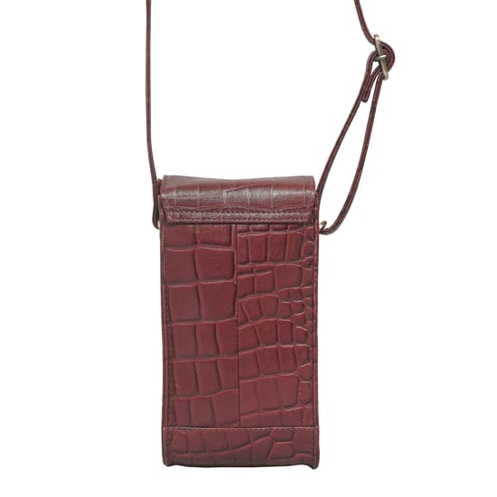 'TRACY' Croc Textured Real Leather Crossbody Phone Bag - Image 3