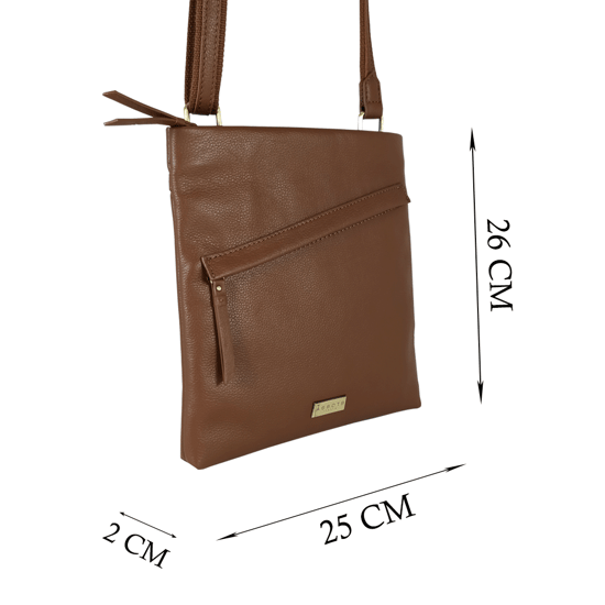 'FLORENCE' Pebble Grain Leather Crossbody Sling Bag - Image 6