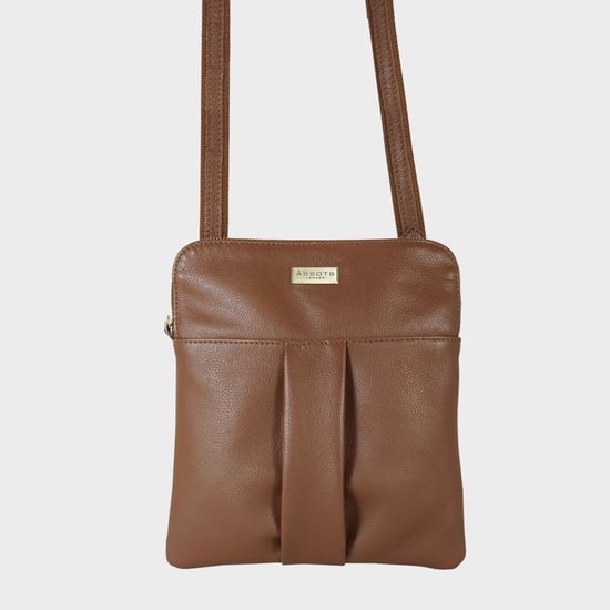 'ELSIE' Pebble Grain Leather Zip Top Crossbody Bag - Image 1