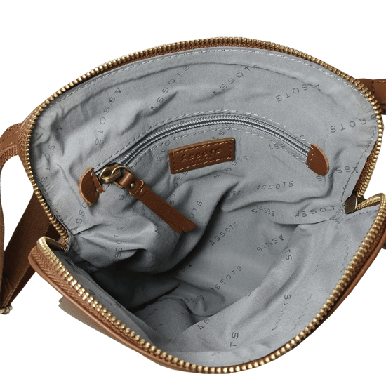 'ELSIE' Pebble Grain Leather Zip Top Crossbody Bag - Image 5