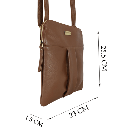 'ELSIE' Pebble Grain Leather Zip Top Crossbody Bag - Image 6