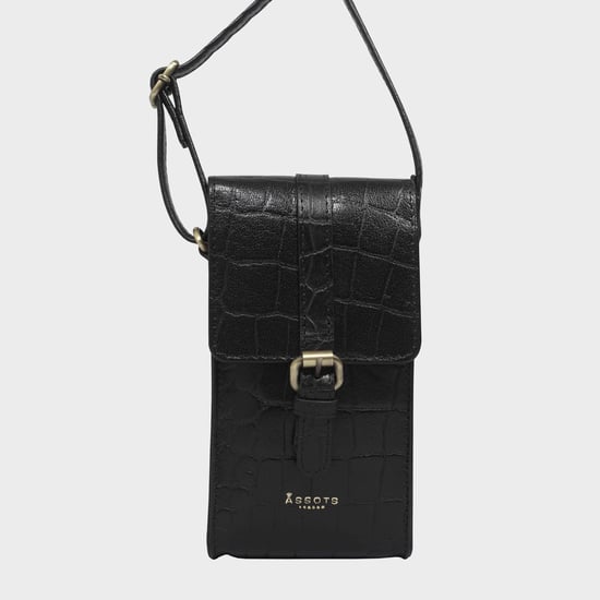 'PETRA' Croc Real Leather Mobile Phone Crossbody Bag - Image 1