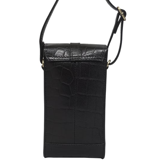 'PETRA' Croc Real Leather Mobile Phone Crossbody Bag - Image 3