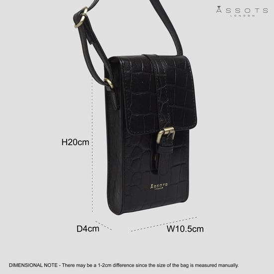 'PETRA' Croc Real Leather Mobile Phone Crossbody Bag - Image 6
